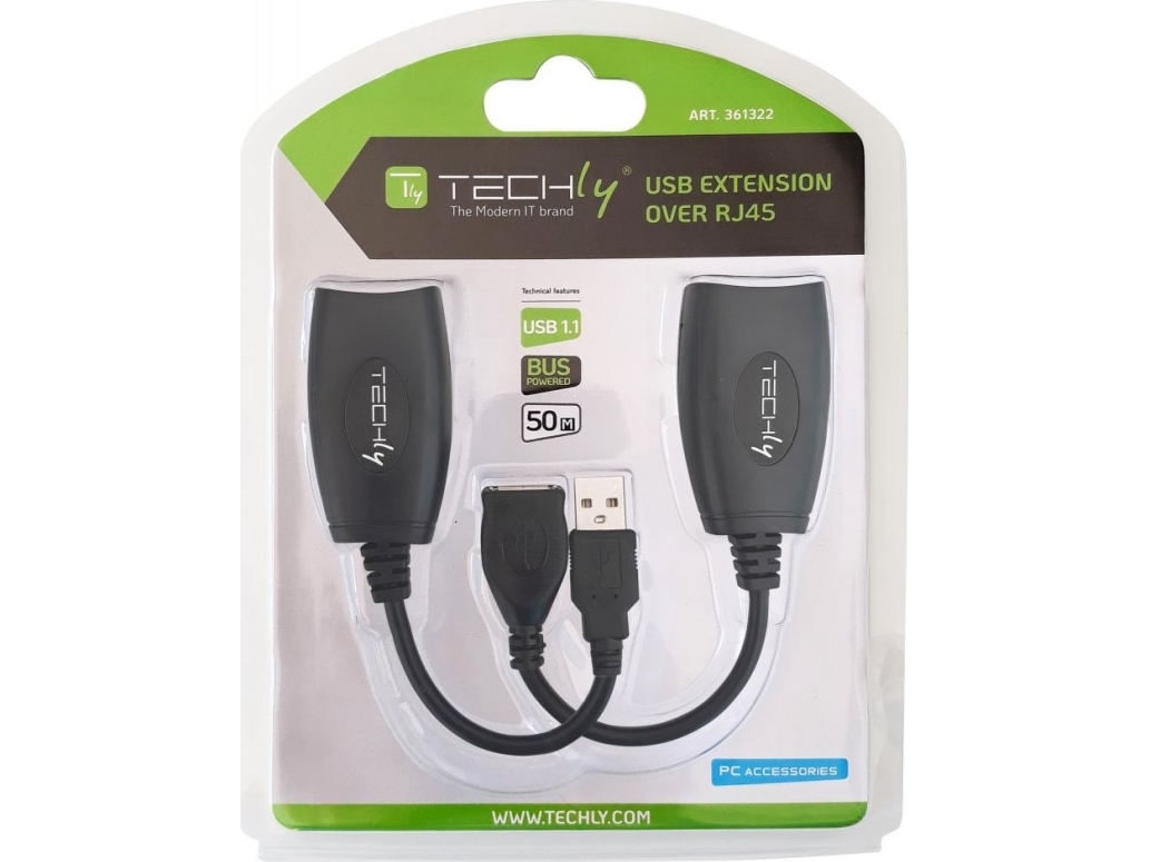 Techly Iusb-Extendty5, Usb, Rj-45, Sort