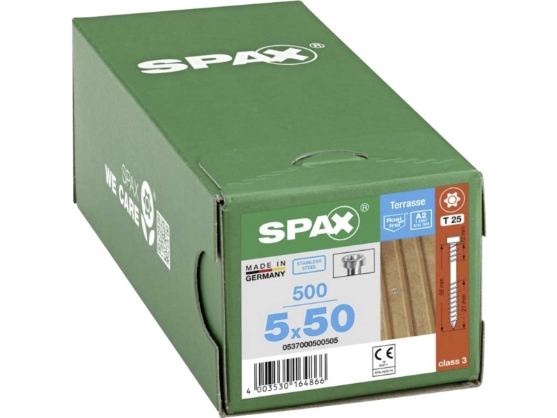 SPAX 0537000500505 Træskrue 5 mm 50 mm T-STAR Plus Rustfrit stål A2 500 stk