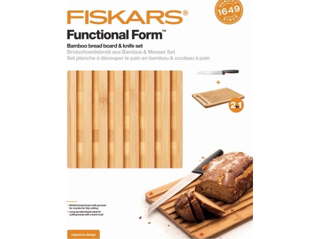 Alternativ bild 0 för FISKARS BRÖDKNIV + SKÄRBRÄDA FUNKTIONELL FORM