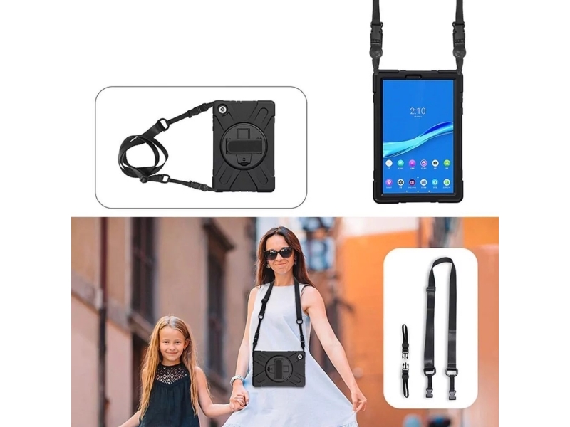 Strado Etui Armor Tablet Case Med Håndtagsstrop Til Lenovo Tab M10 Tb-X306x/X306f (Sort) Universal