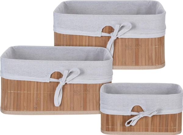 H&S Decoration Set Bambus-Körbe 3-Tlg - Beige