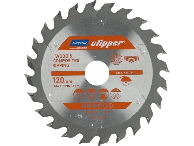 Norton Sägeblatt 120Mm X 20Mm X 24Z Für Holz Und Verbundstoffe Atb (1,8 / 1,2)