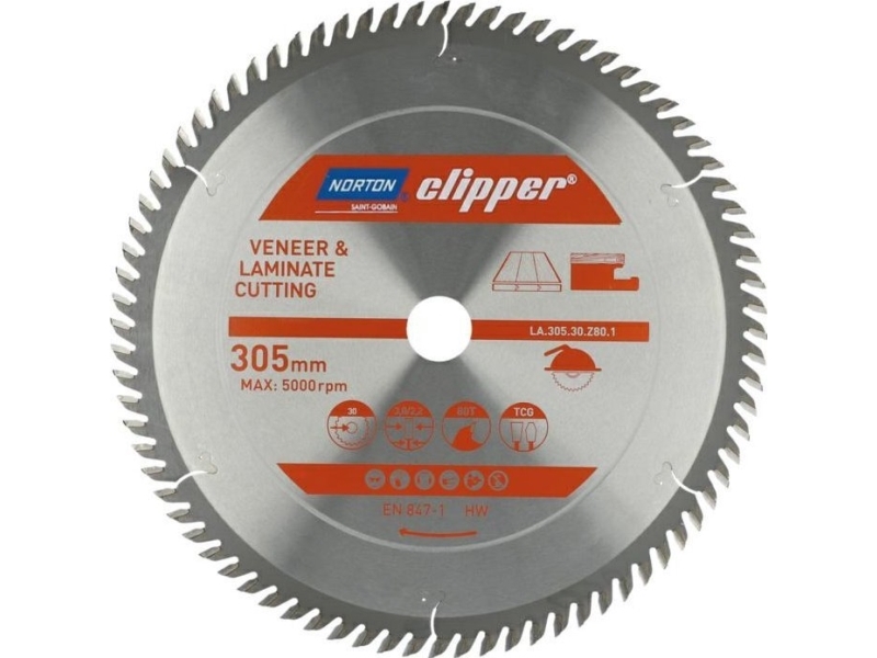 Norton Sägeblatt 305 Mm X 30 Mm X 80Z Für Laminat Und Furnier (3,0/2,2)