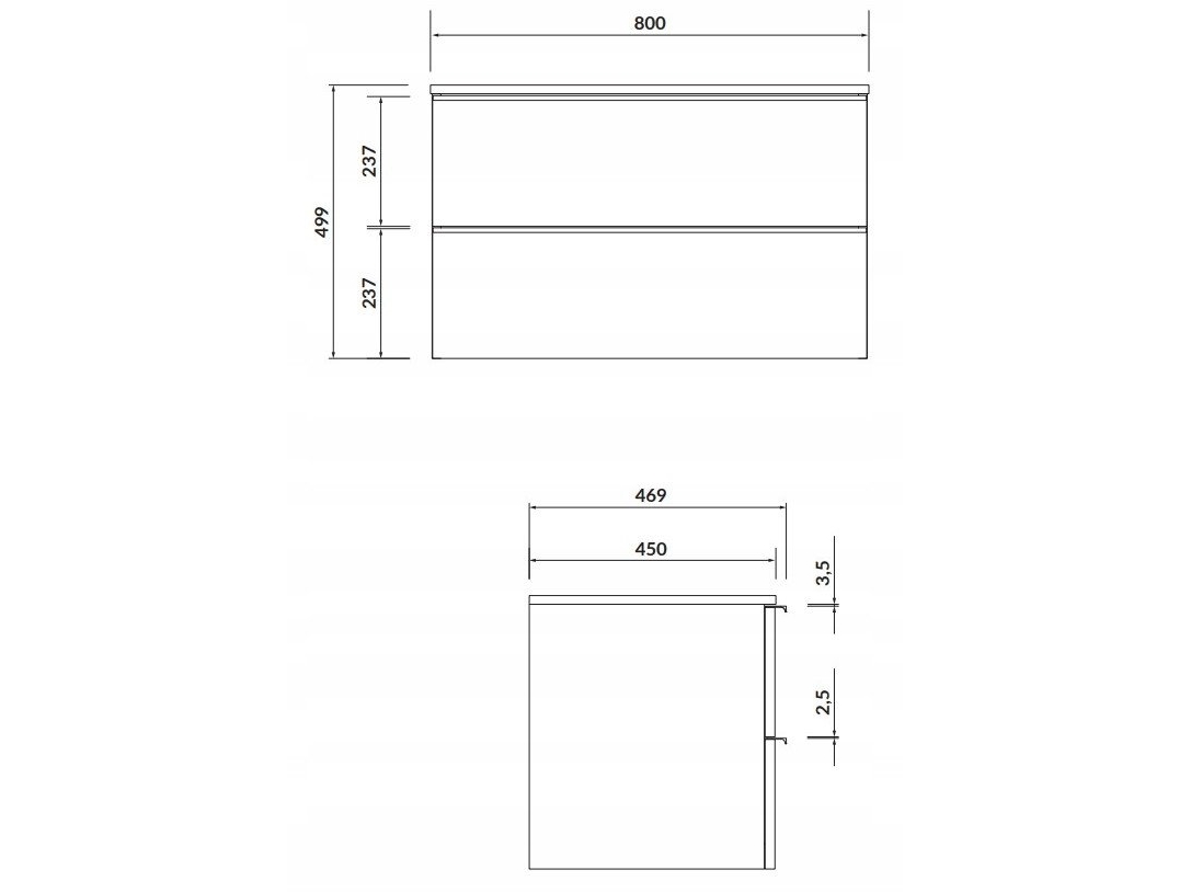 Cersanit S522-026 VIRGO 80 WHITE CABINET WITH CHROM ZMONT HANDLE // CER.VIRGO-BLAT-80-BIAŁA-UCH-CH