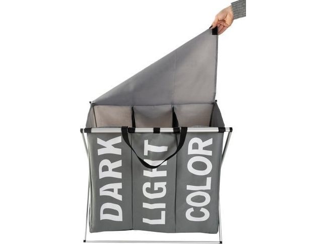 Vasketøjskurv Ikonka Vasketøjskurv - foldbar ramme med 3 rum