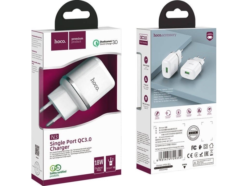 Hoco N3 Ladegerät 1X Usb-A 3 A (6931474729354)