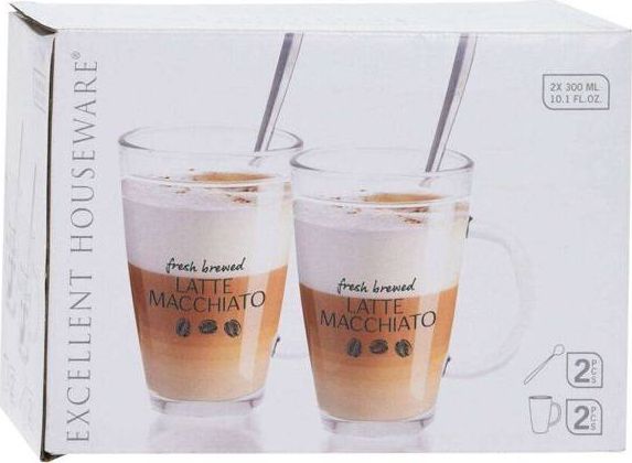 Excellent Houseware Set Von Zwei Tassen Und Löffel Für Latte Macchiato () - 50856628