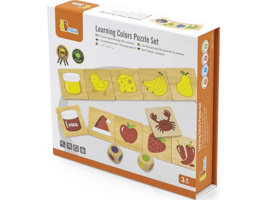 Viga Toys Puslespil i træ til pædagogisk brug Sortere matche farver og former 38 dele