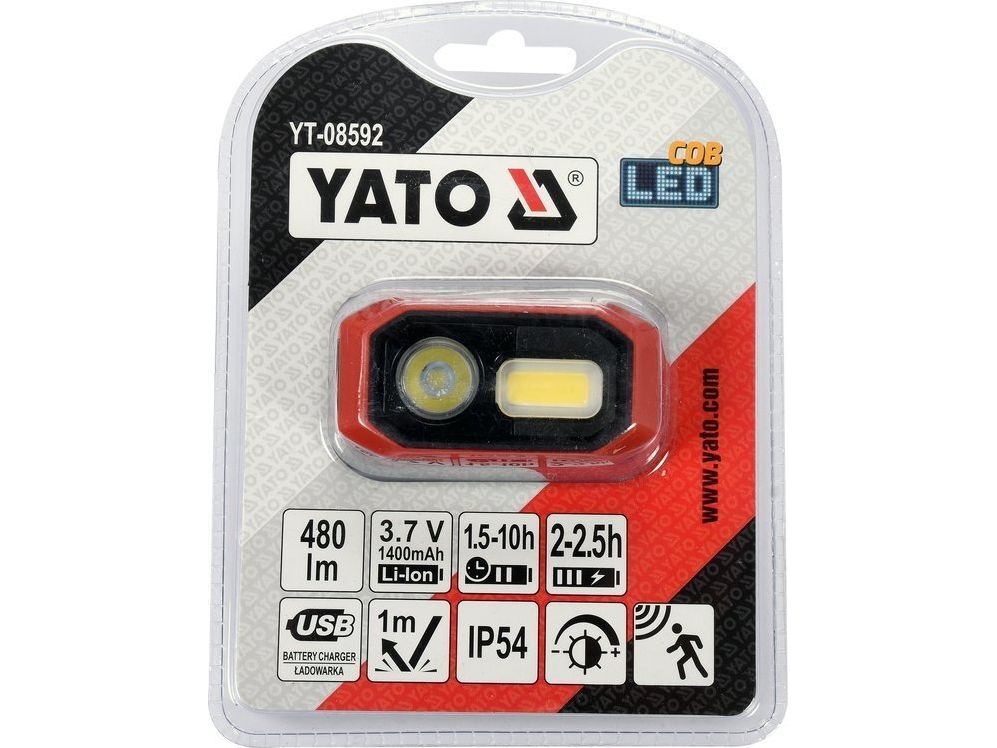 YATO pannlampa 480 lm batteri, rörelsesensor | Färg & Tillbehör - Tillbehör - Arbetsbelysning | GameStuff