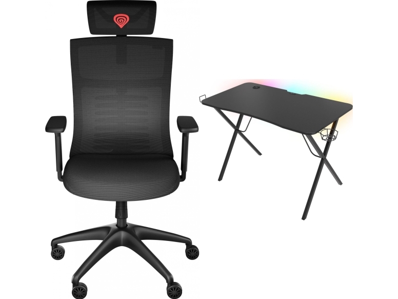 Genesis Astat 200 G2 Sessel Schwarz (Nfg-1943) + Holm 200 Rgb Sortierpult 113Cm X 60Cm