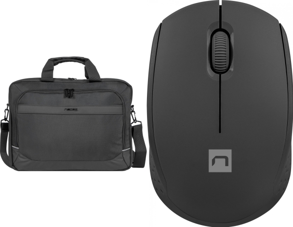 Natec Tasche Natec Kudu Tasche Schwarz 15,6" (Nto-2238) + Stork Maus (Nmy-2000)