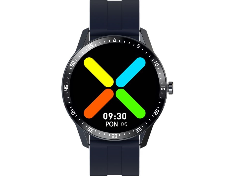 Smartwatch Gino Rossi Sw018-5, Schwarzes Gehäuse Mit Marineblauem Armband