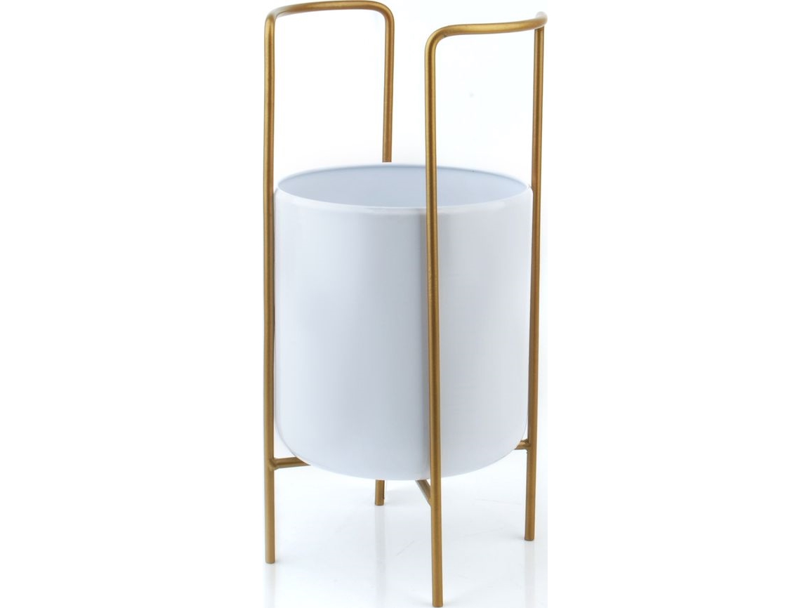 Mondex metallhölje på stativ SWEN 20x54cm vit/guld | Trädgården - Jord & Växter - Växt Tillbehör | GameStuff
