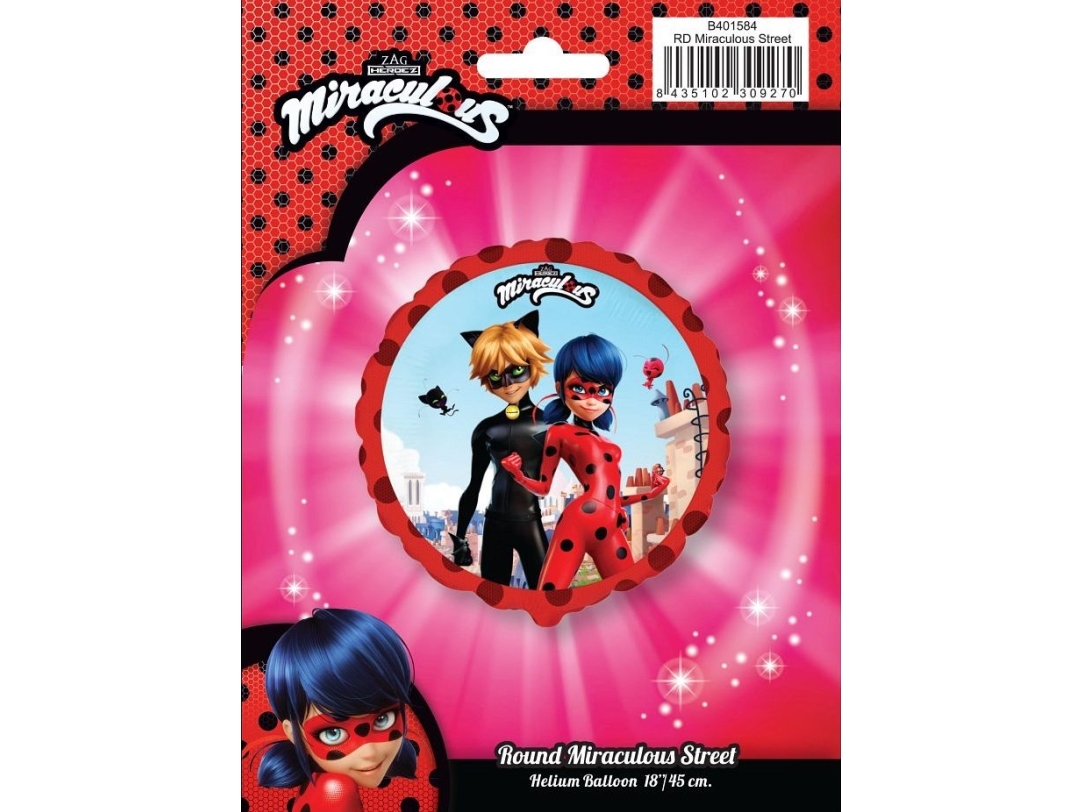 Flexmetal 18" Fx Folieballon - "Miraculous - Street" (Rund), Pakket