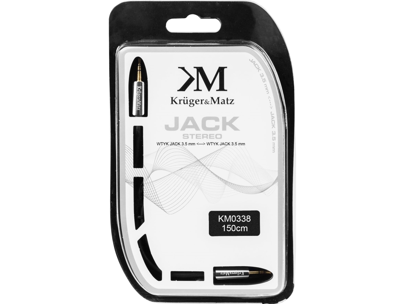 Kruger & Matz Aux - Aux 3.5Mm Spyruoklinis Kabelis 1.5M Juodas