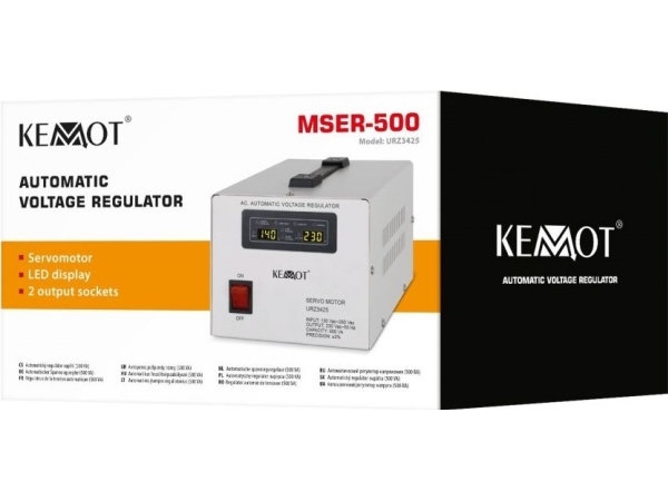 KEMOT MSER-500 automatisk spændingsstabilisator - 500 VA, servomotor