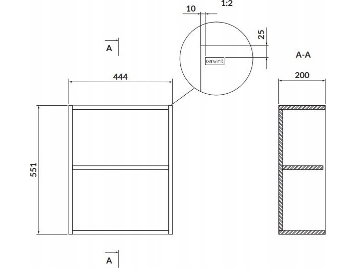Cersanit S932-095 SIDE HOLE LOWER MODULE LARGA 20 GRAY // CES.LARGA-MODULE-SIDE-20-SZ-BOTTOM | Huset - Inredning - Konsoler & Hyllor | GameStuff