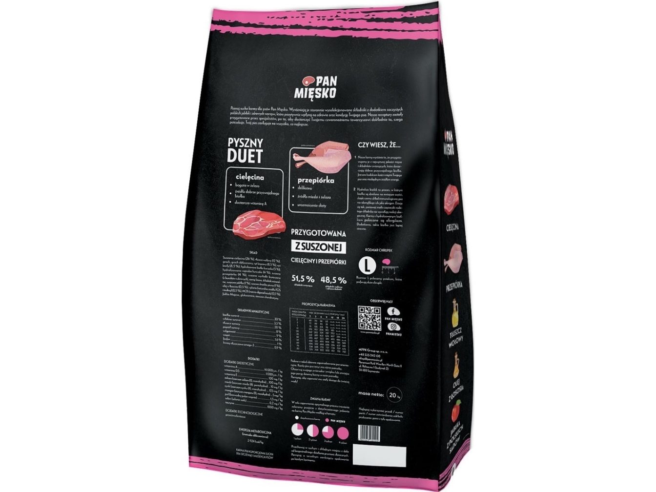 Mr. Meatballs Kalvefoder Med Vagtelchips L Til Hvalpe 20 Kg