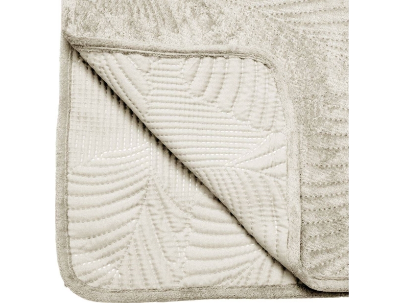 Boligindretning Leaf Ivory 240x260 cm velour-sengetæppe