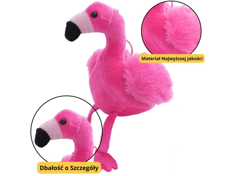 Flamingo plys nøglering blød pynt lyserød 12 cm