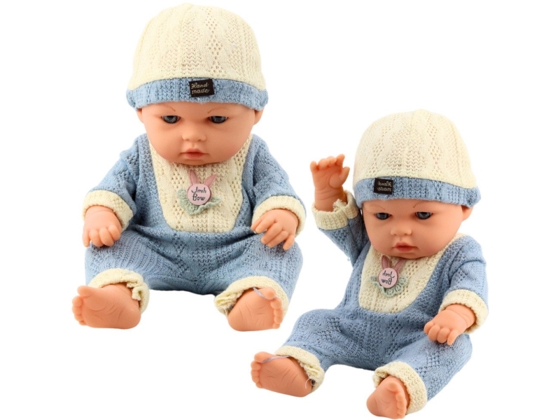 Vauva nukke neulotut siniset vaatteet Myssy