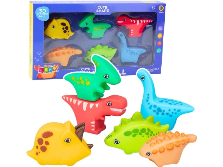 Badespielzeugset Gummi-Dinosaurier Bunt 6Tlg