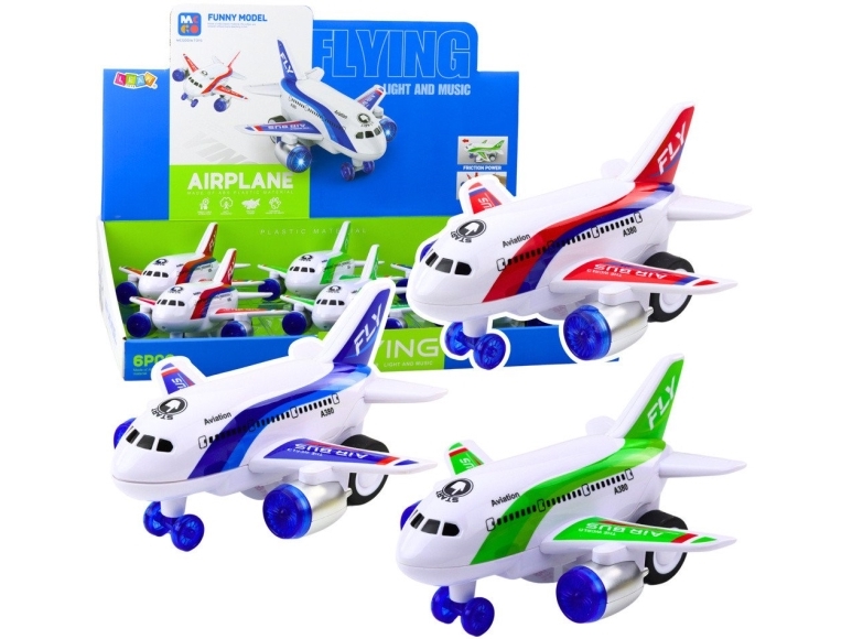 Lean Toys Žaislinis keleivinis lėktuvas su šviesomis ir garsais