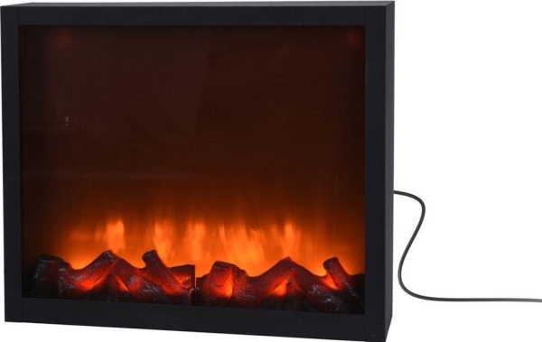 Vilde Führte Elektrischen Kamin Für Netz Nachahmung Feuer Schwarz Metall 41X25 Cm