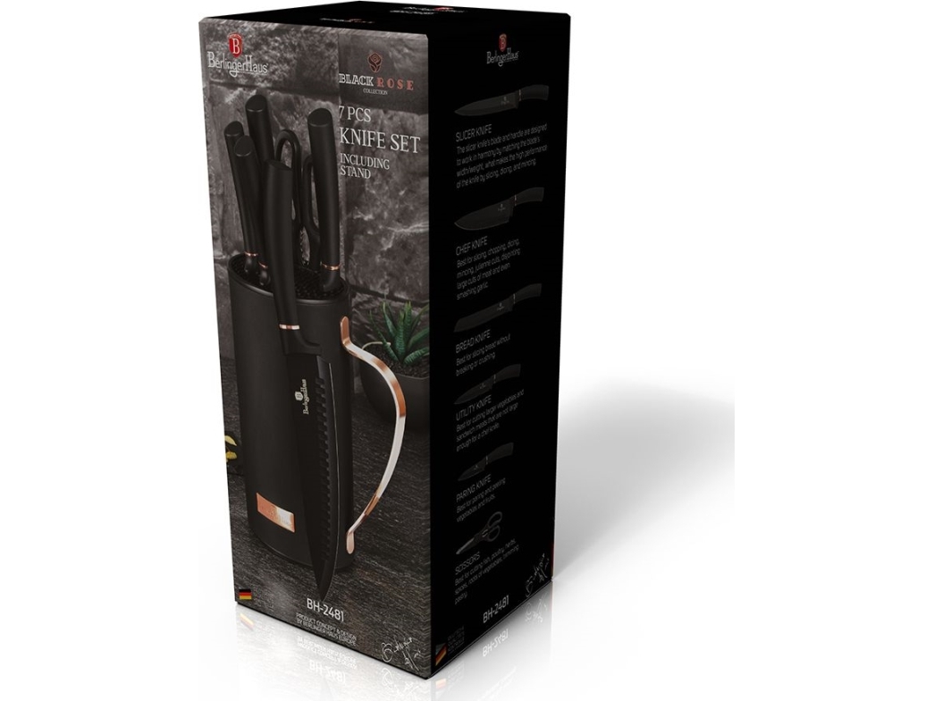 Berlinger Haus Knivblok I 7 Dele Black Rose Bh-2481 Black