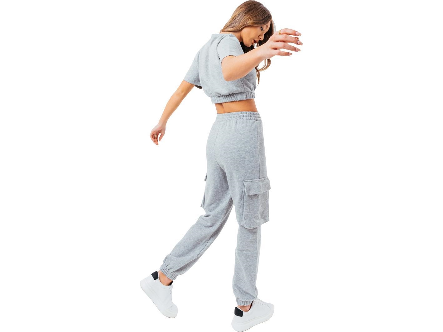 Justhype Justhype Sweat Crop T-Shirt-Cargo Joggers Labon004 Szary 8