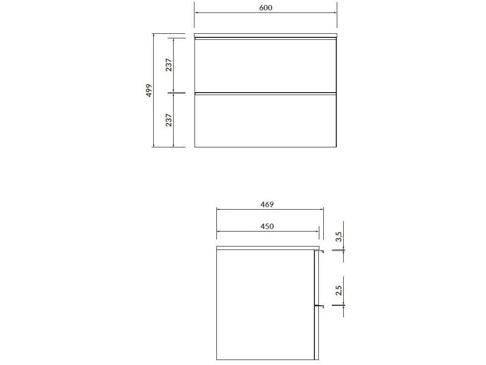 Cersanit S522-019 Virgo 60 White Cabinet With Blath White Handle Black Zmont // Cer.Virgo-Blat-60-Biała-Uch-Cz