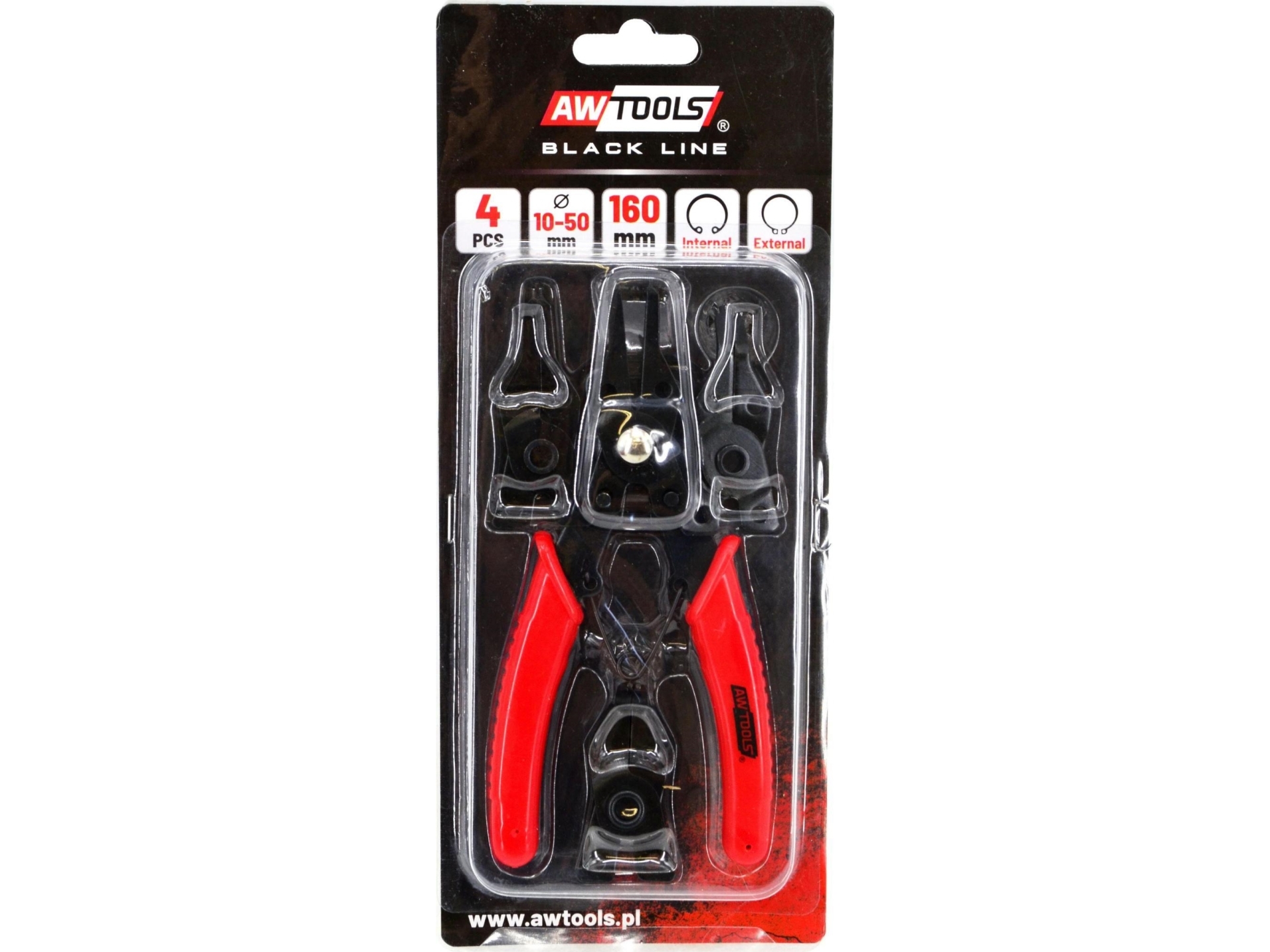 AWTOOLS tång för invändiga och utvändiga segeringsringar 160 mm med utbytbara spetsar 4 st | Verktyg & Verkstad - Handverktyg - Fogpistol | GameStuff