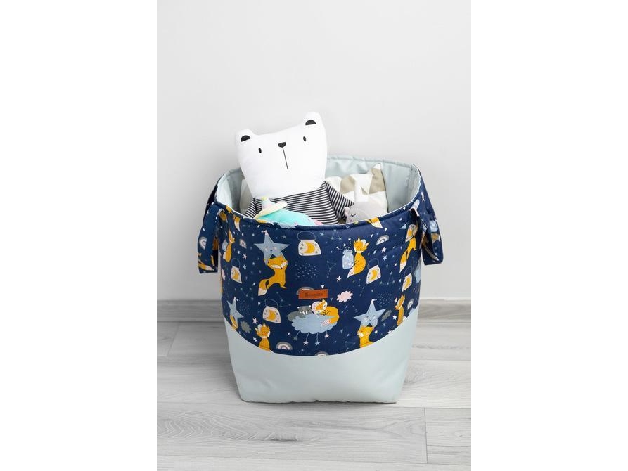 Sensillo TOYS BASKET MEDIUM FOXES NAVY 35X47 CM