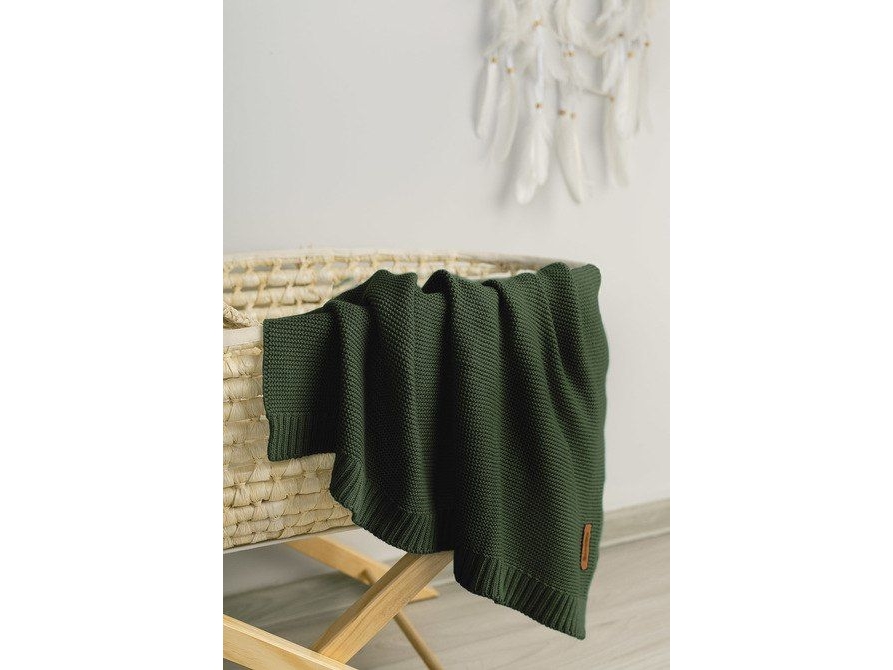 Sensillo BAMBOO COTTON BLANKET 80X100 CM BOTTLE GREEN