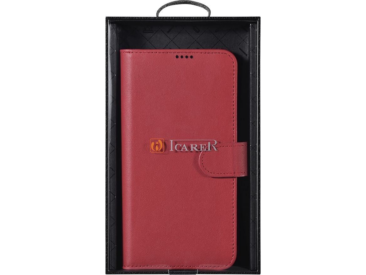 Icarer Icarer Haitang Læderpungetui Til Samsung Galaxy S22+ (S22 Plus) Pungetui Cover Rød (Aksm05rd)