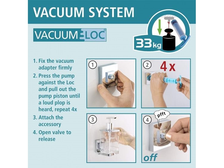 Vacuum-Loc muilo laikiklis Quadro fixing be gręžimo, WENKO