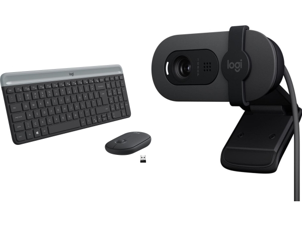 Logitech Mk470 Slim Tastatur + Maus (920-009204) + Brio 100 (960-001585)