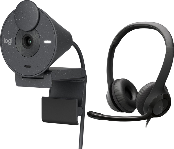 Logitech Brio 300 Graphit Webcam (960-001436) + H390 (981-000406)