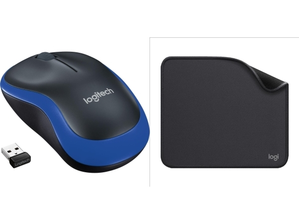 Mysz Logitech M185 Niebieska (910-002239) + Studio Series - Graphite (956-000049)