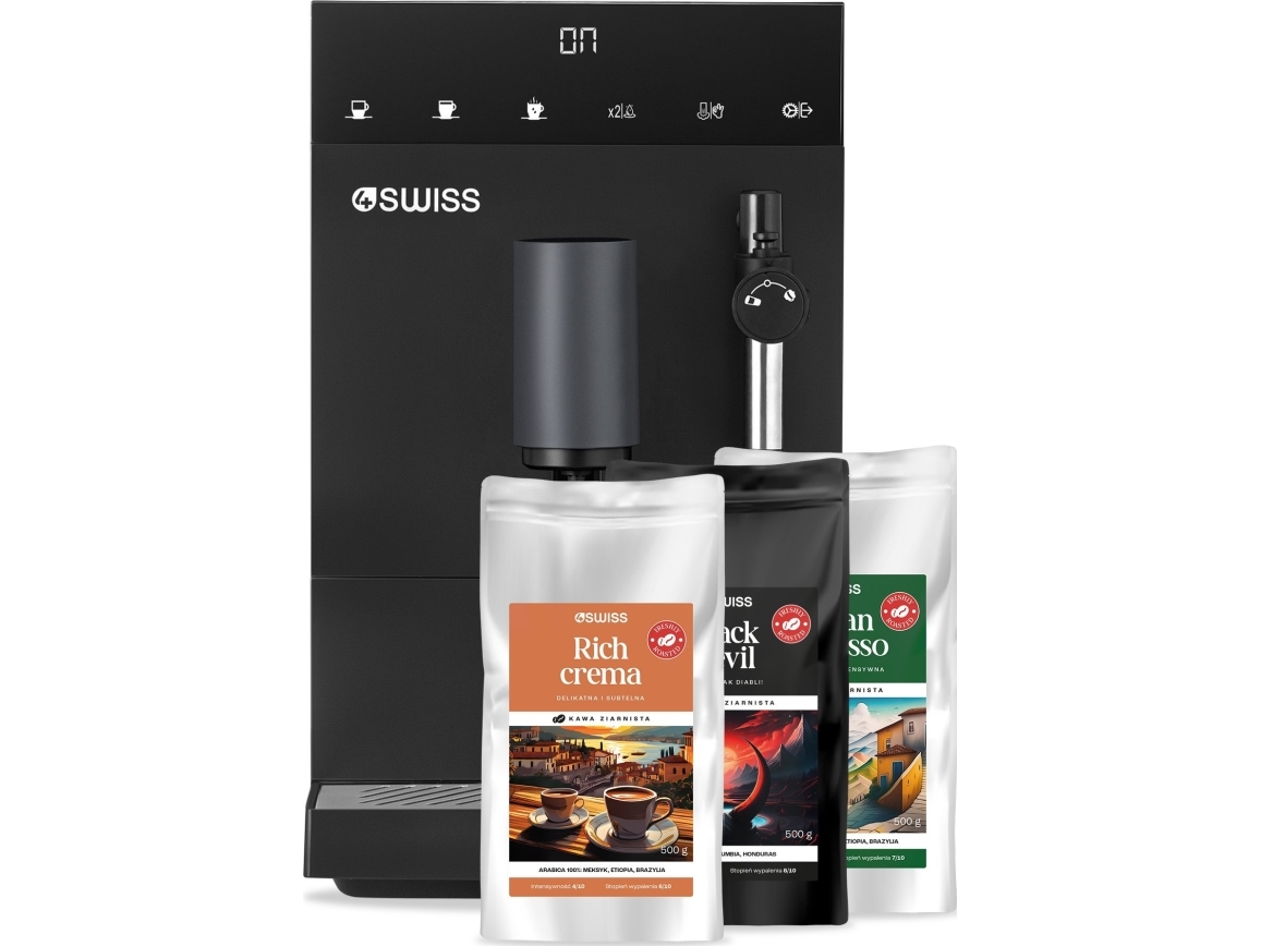 Espressomaschine 4Swiss A22 Modena + 3X 500G Kaffee