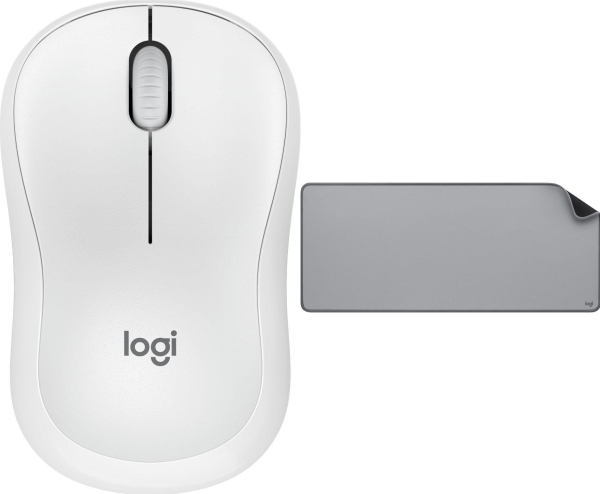 Mysz Logitech M240 Silent Biała (910-007120) + Studio Series - Mid Grey (956-000052)