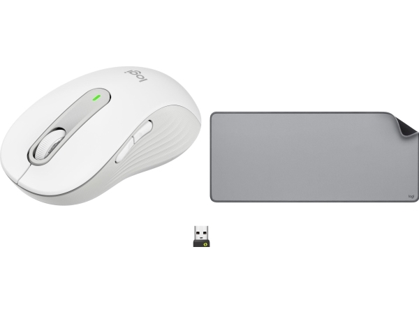 Logitech Maus M650 L Weiß-Grau (910-006238) + Studio Series - Mid Grey (956-000052)