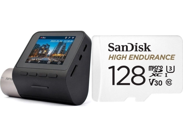 Wideorejestrator 70Mai A500s Pro Plus+ Czarny + Karta Sandisk High Endurance Microsdxc 128 Gb