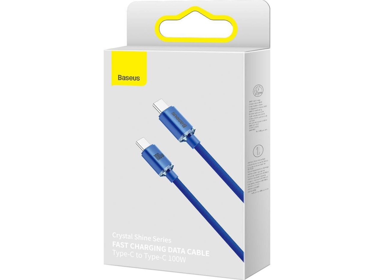 Baseus Baseus Crystal Shine Series Usb Cable Cable Usb Cable For Fast Charging And Data Transfer Usb Type C - Usb Type C 100W 2M Blue (Cajy000703)