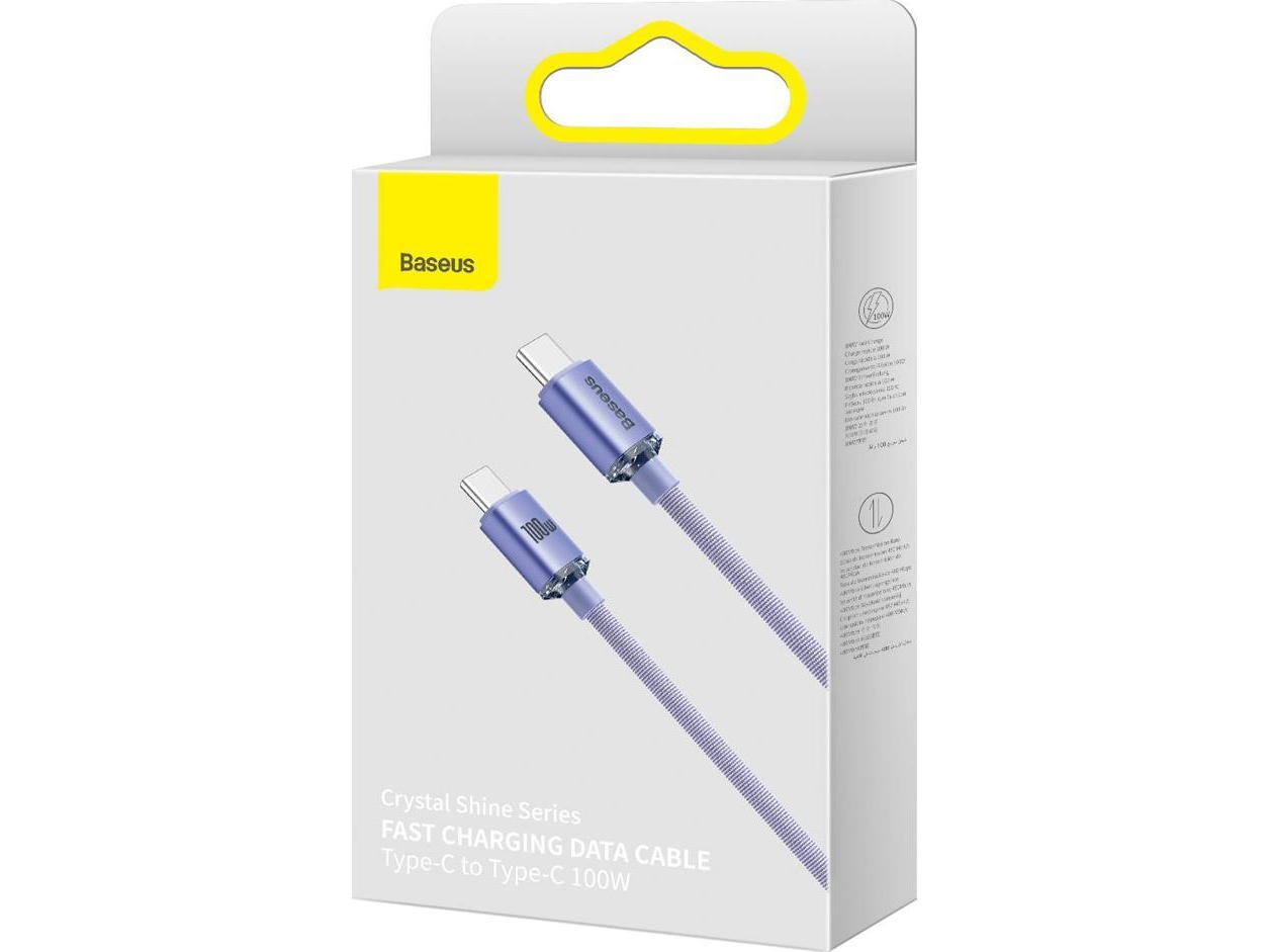 Baseus Baseus Crystal Shine Series Usb Cable Cable Usb Cable For Fast Charging And Data Transfer Usb Type C - Usb Type C 100W 2M Purple (Cajy000705)