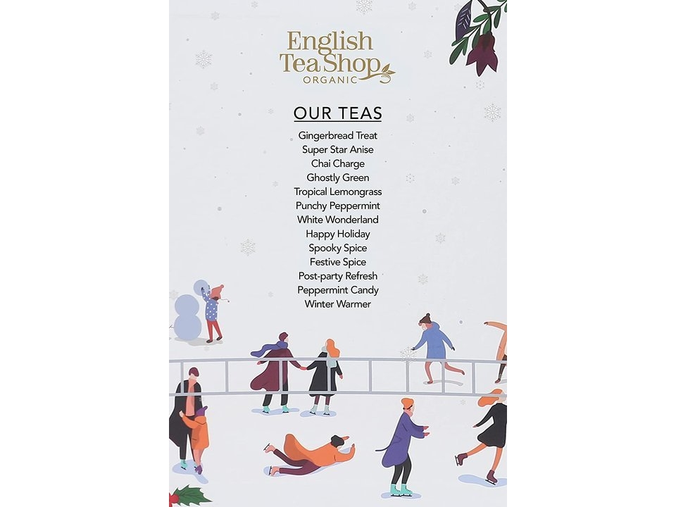 Kalendarz adwentowy English Tea Shop ze wstążką Red Book 25 piramidek