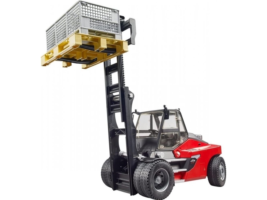 Bruder Linde Ht160d Forklift With Pallet And 3 Pallet Cages Toy
