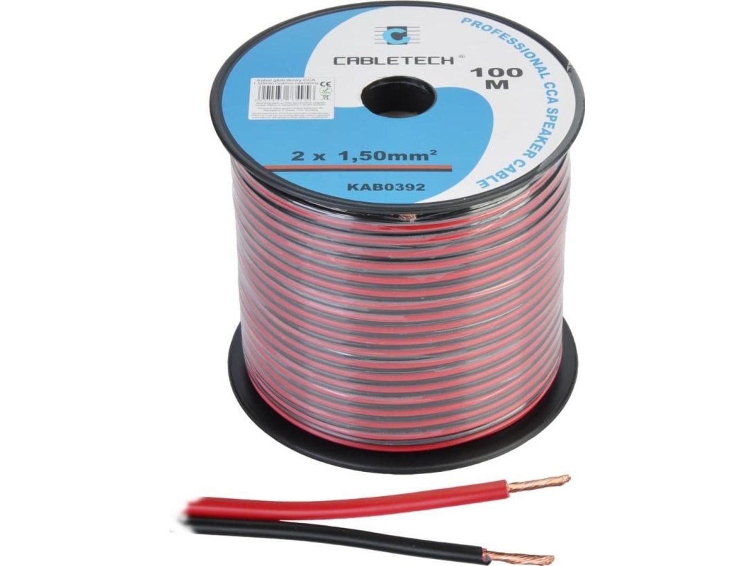 Cabletech Högtalarkabel CCA 1,5mm svart/röd