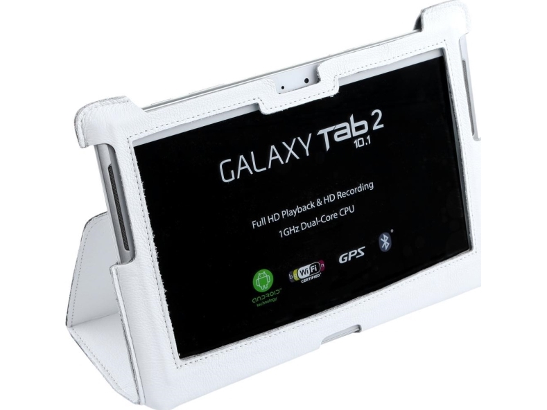 Quer Baltas Dėklas, Skirtas Samsung Galaxy Tab P5100 (Natūrali Oda)