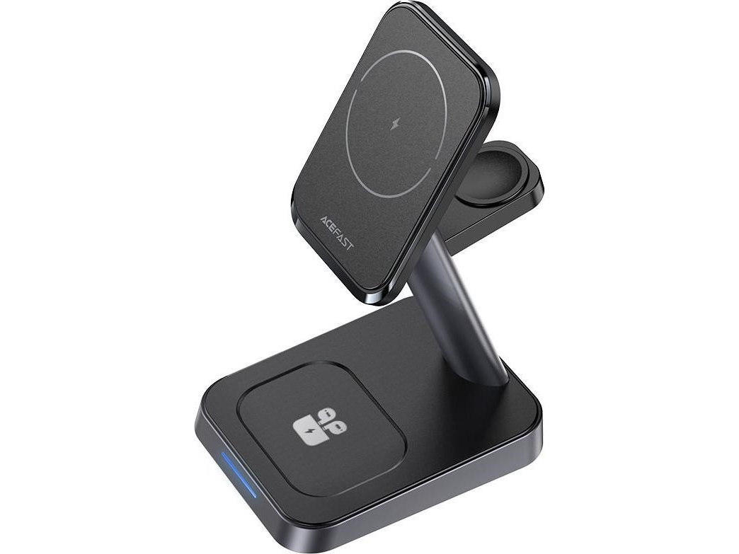 Acefast 15W Qi Trådløs Oplader Til Iphone (Med Magsafe), Apple Watch Og Apple Airpods Stativ Magnetisk Holder Sort (E3 Sort)